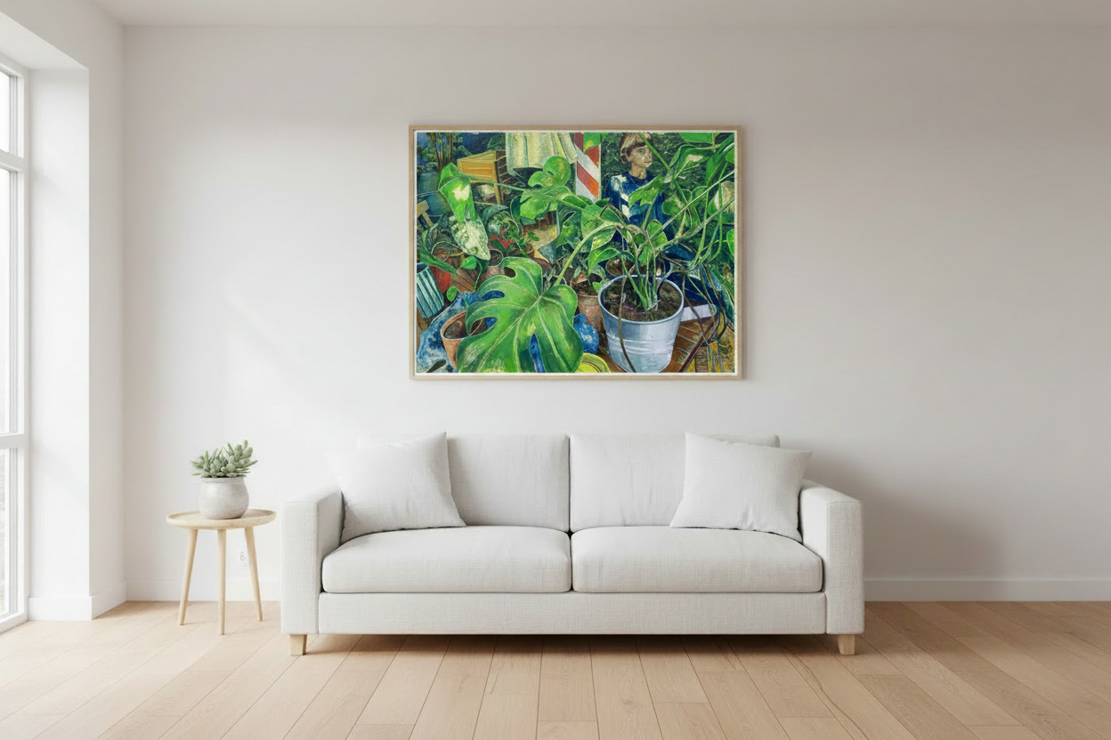 Ce qui croît de travers — mise en situation intérieur minimaliste 50x70cm